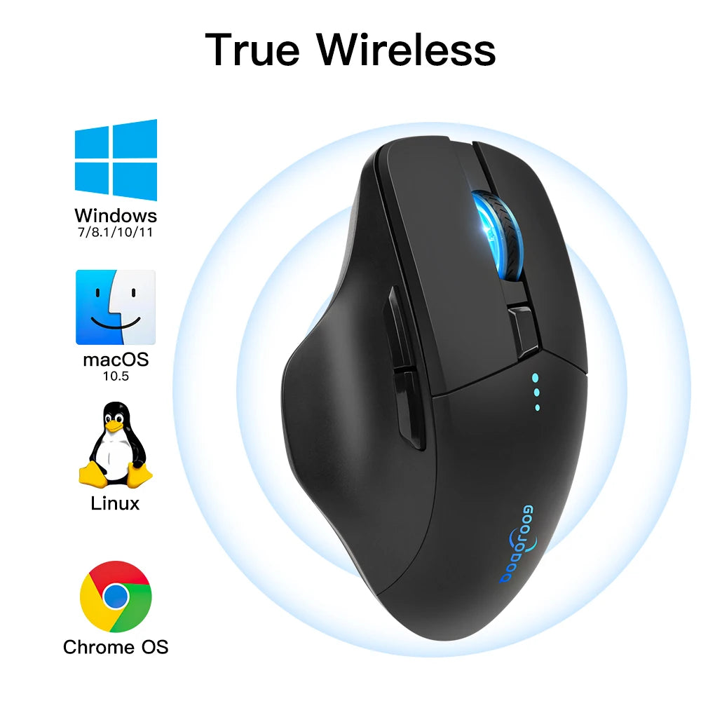 Bluetooth Wireless Ergonomic Mouse Goojodoq