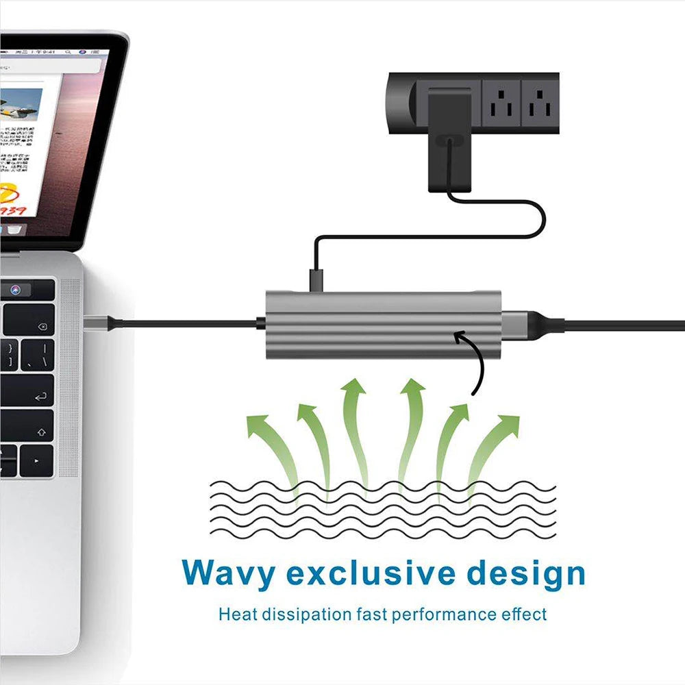 6 in 1 Hub USB C Multi Port Goojodoq