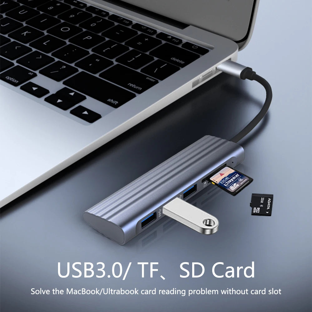 6 in 1 Hub USB C Multi Port Goojodoq