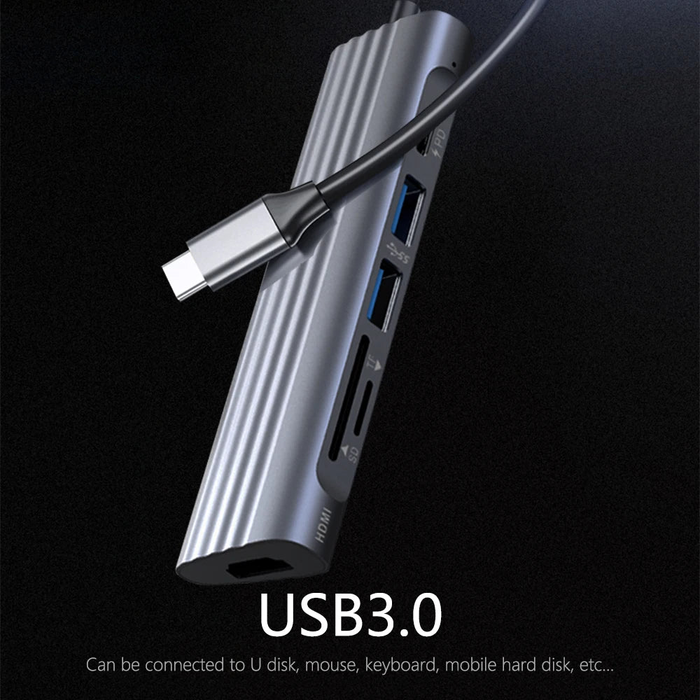 6 in 1 Hub USB C Multi Port Goojodoq