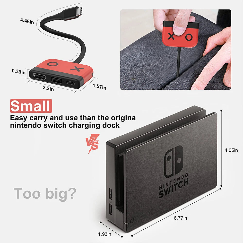 Nintendo Switch/OLED Dock HDMI USB C Goojodoq