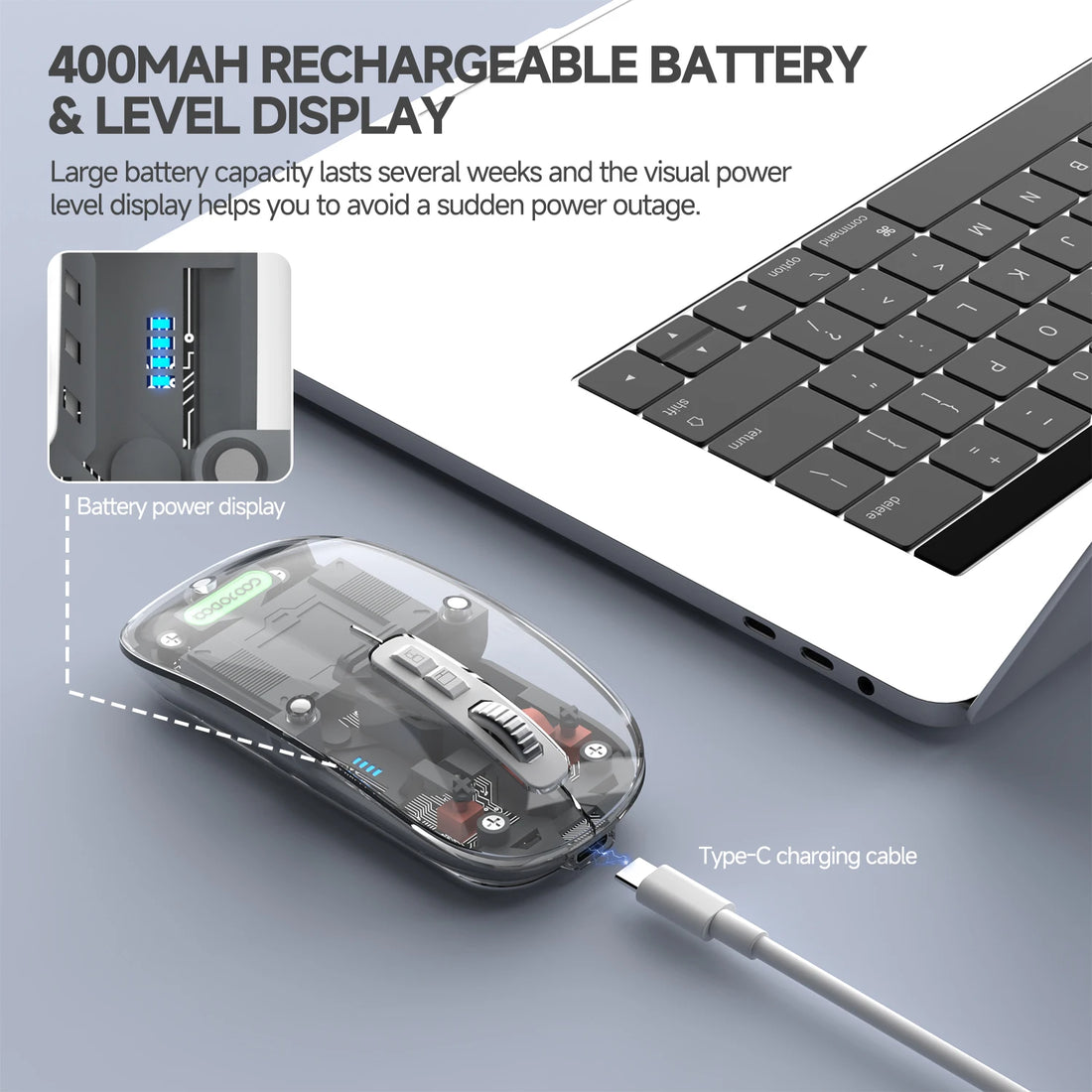 Transparent Bluetooth Wireless Mouse Goojodoq
