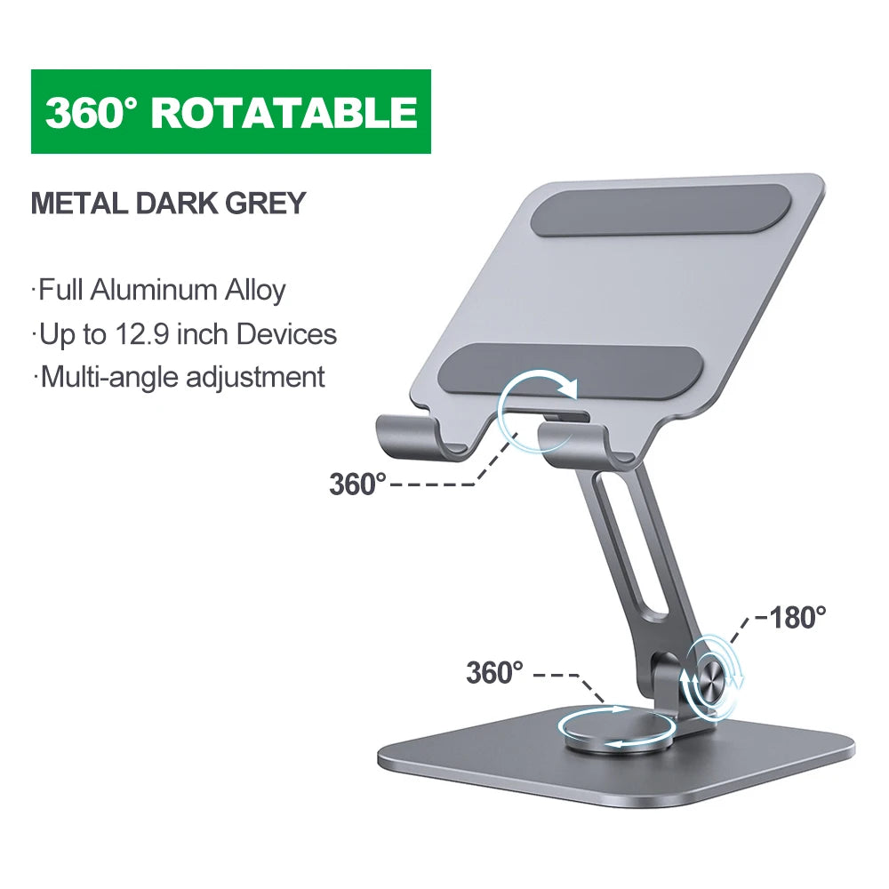 Tablet Stand Holder 360º Rotation Metal Goojodoq