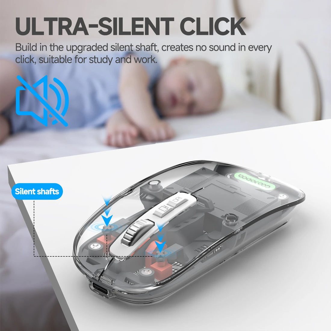 Transparent Bluetooth Wireless Mouse Goojodoq
