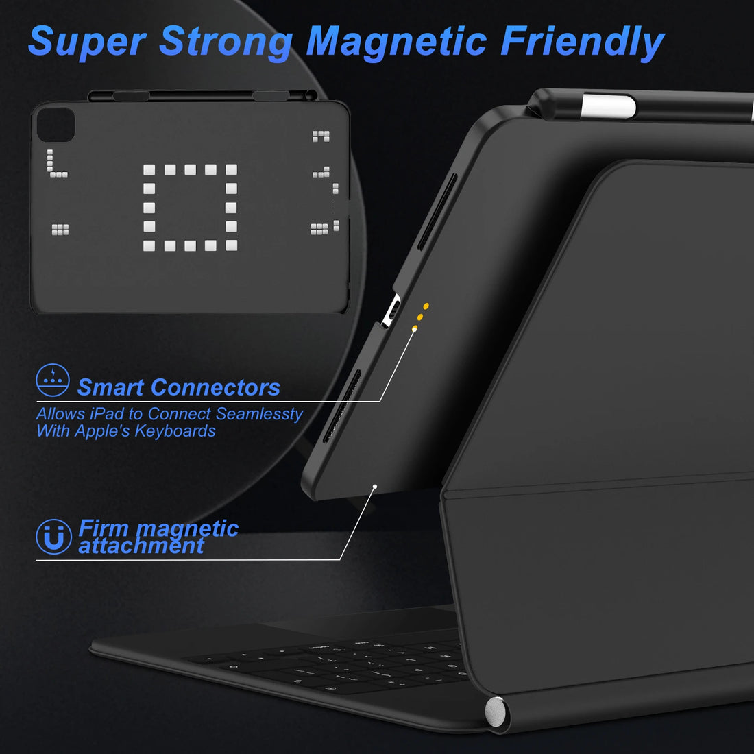 Magnetic Case with Pencil Holder for iPad Goojodoq