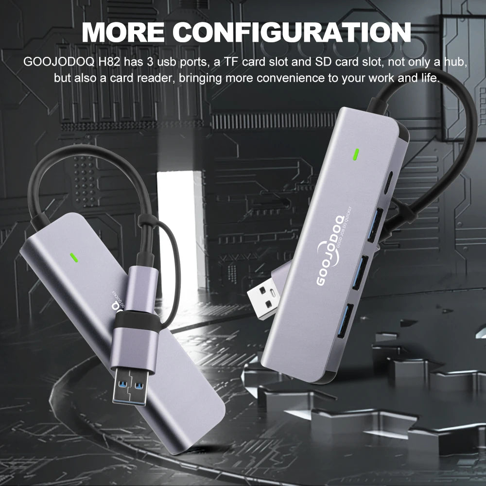 Hub 2 in 1 USB-C & USB-A Super Speed 5Gbps Goojodoq
