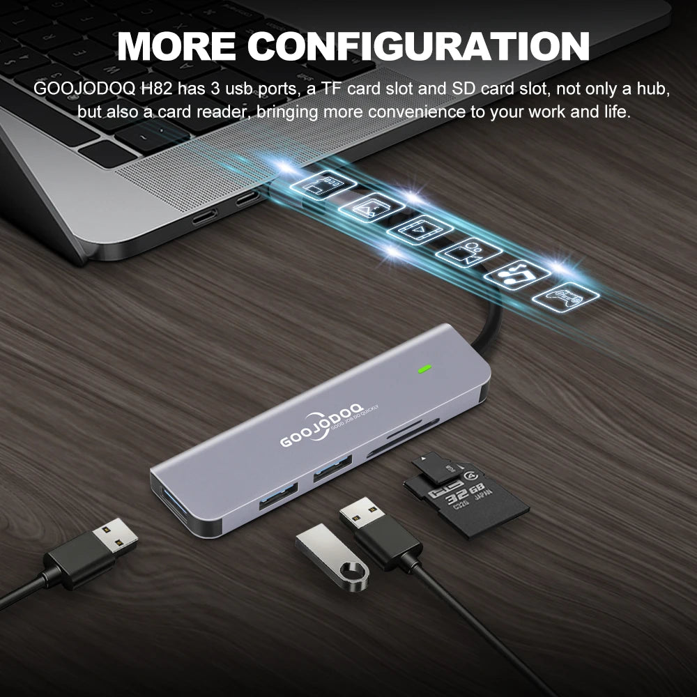 Hub 2 in 1 USB-C & USB-A Super Speed 5Gbps Goojodoq