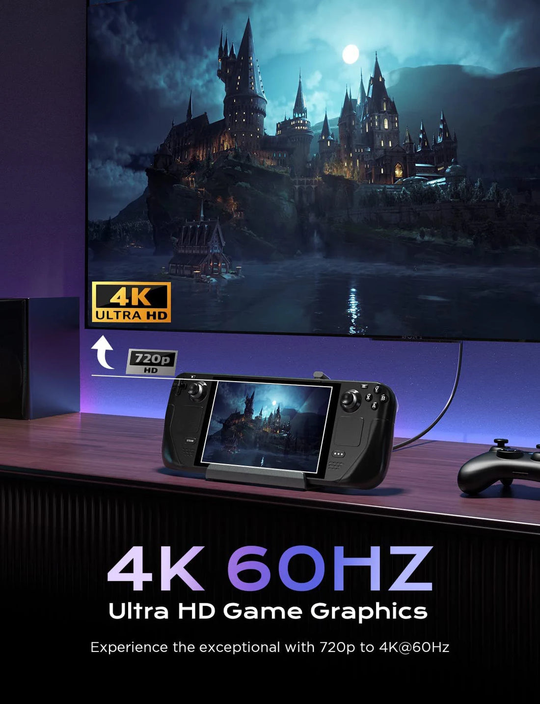 Steam Deck Game Docking Station 4K HD with Cooler Goojodoq