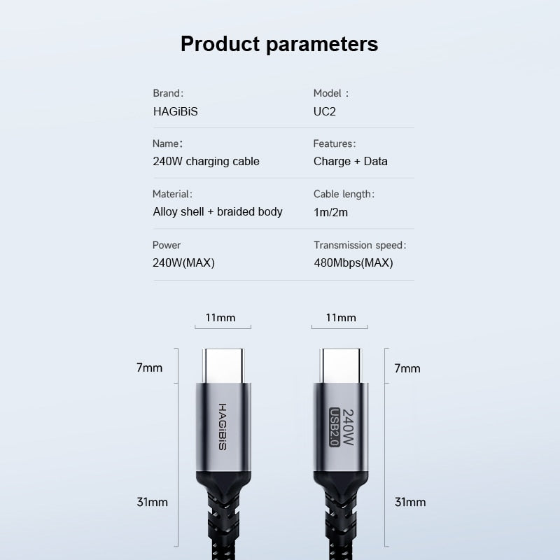 USB-C Fast Charging Cable 240W HAGIBIS