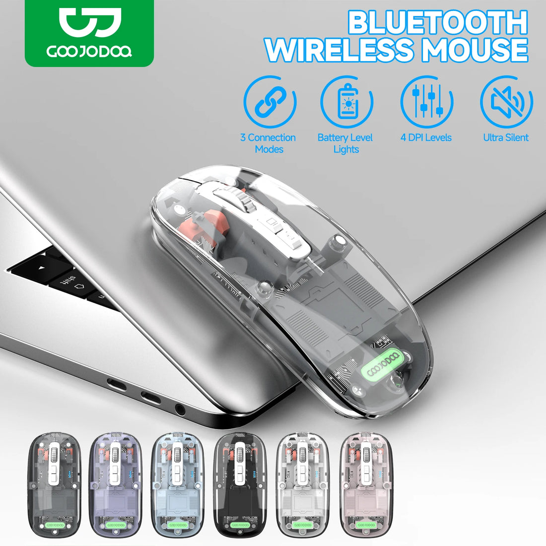 Transparent Bluetooth Wireless Mouse Goojodoq