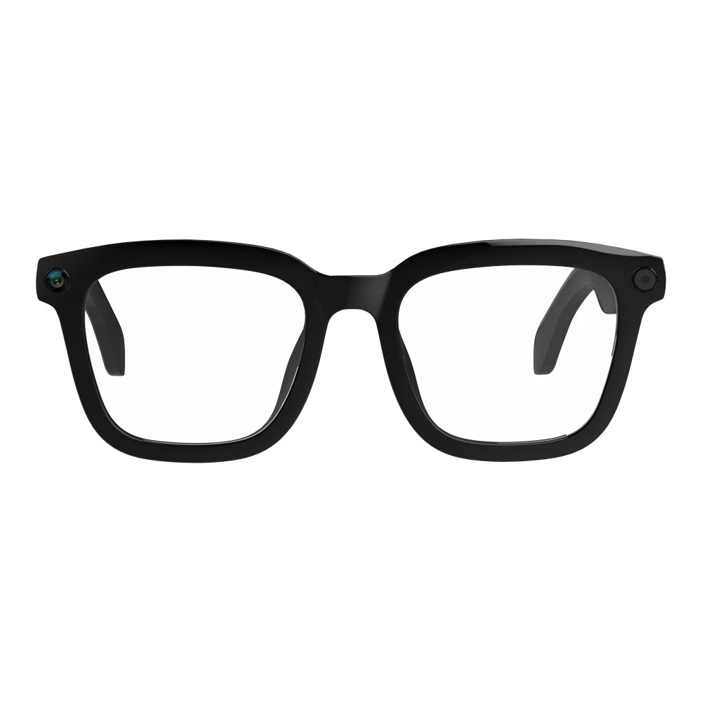 Black eyeglasses on a white background