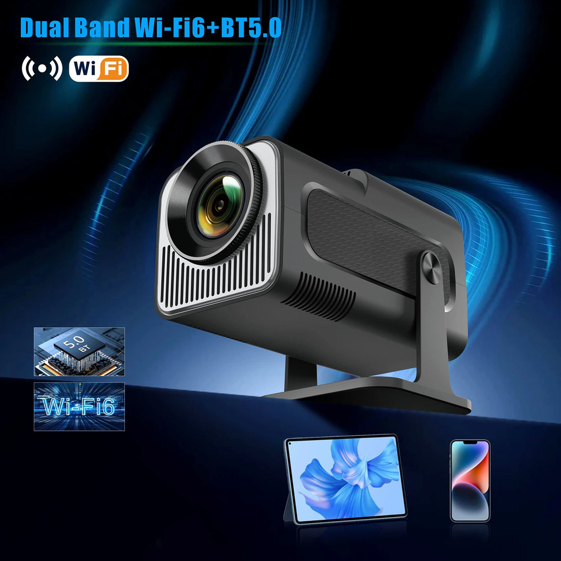 HY320 Mini 4K Projector 180° Rotatable Goojodoq
