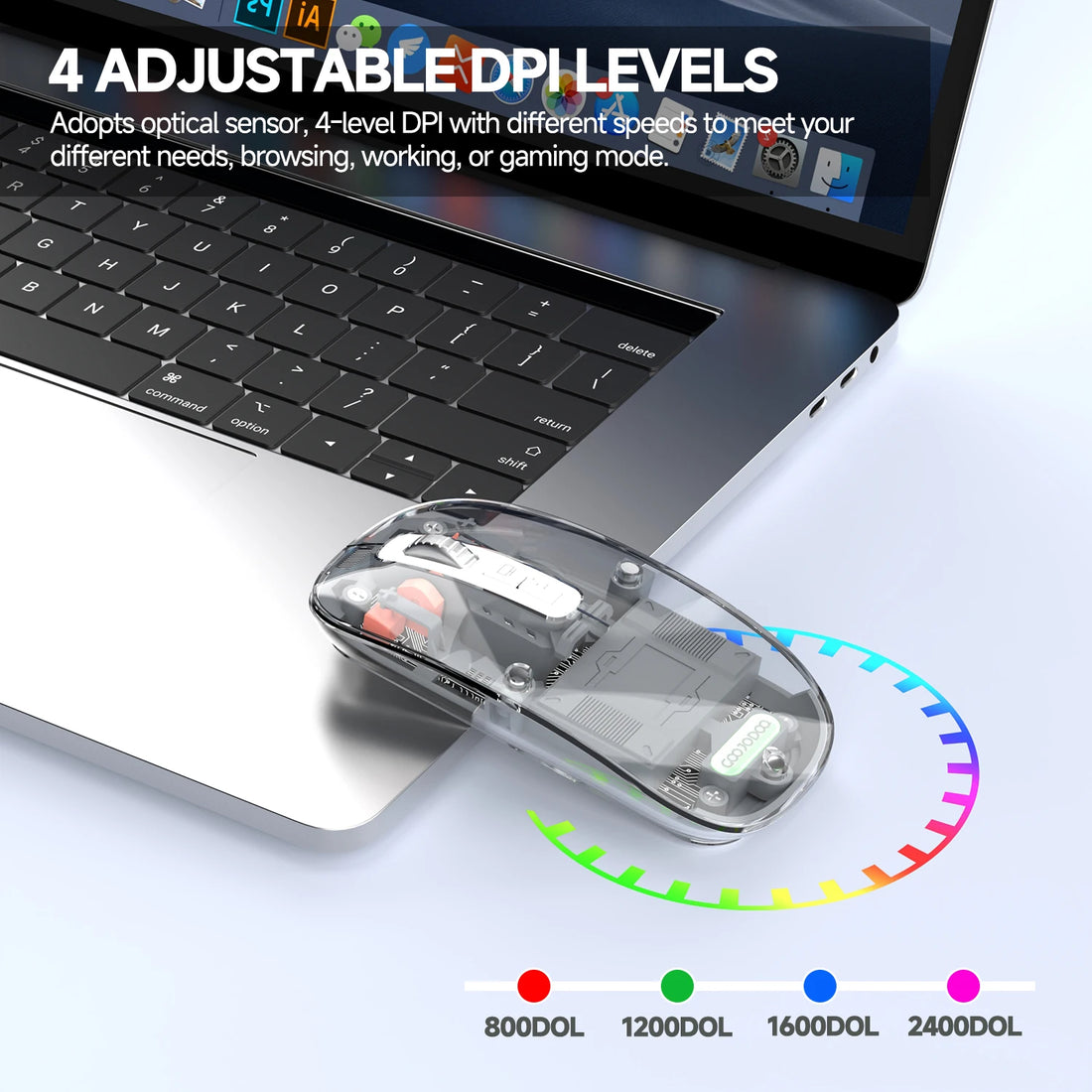 Transparent Bluetooth Wireless Mouse Goojodoq