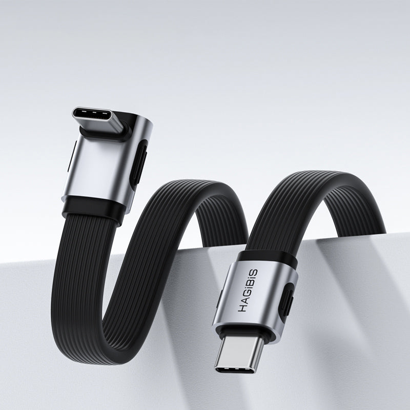 Black and silver USB-C cable with 'HAGIBIS' branding on a light gray background