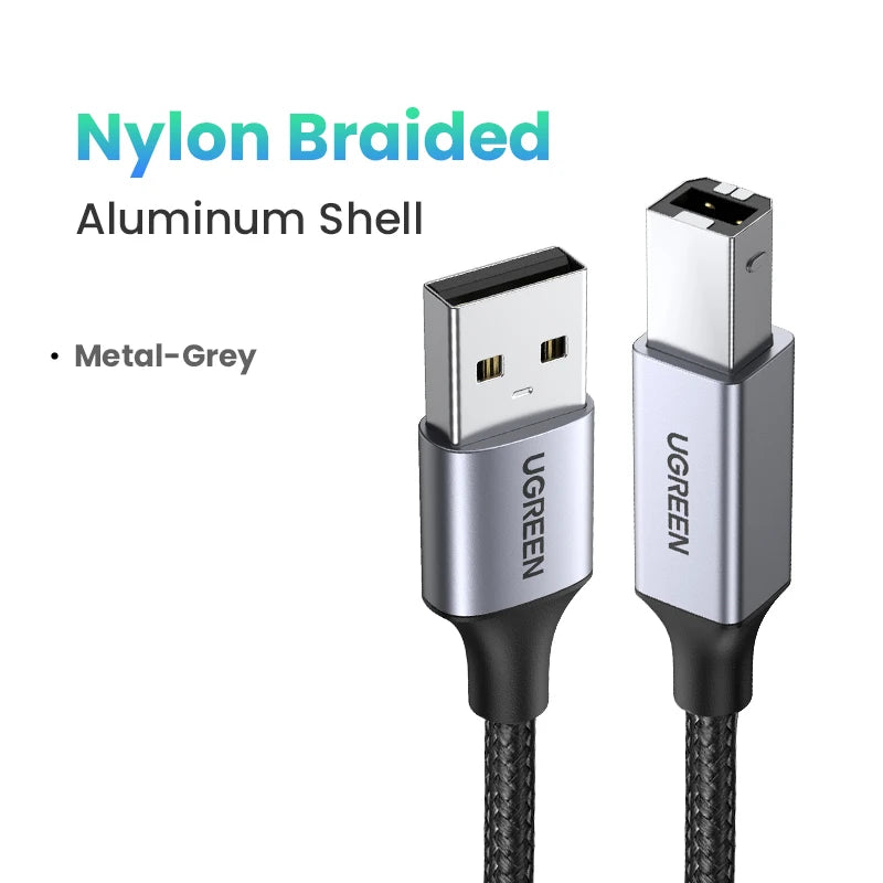 UGREEN USB cable with nylon braided design on a white background