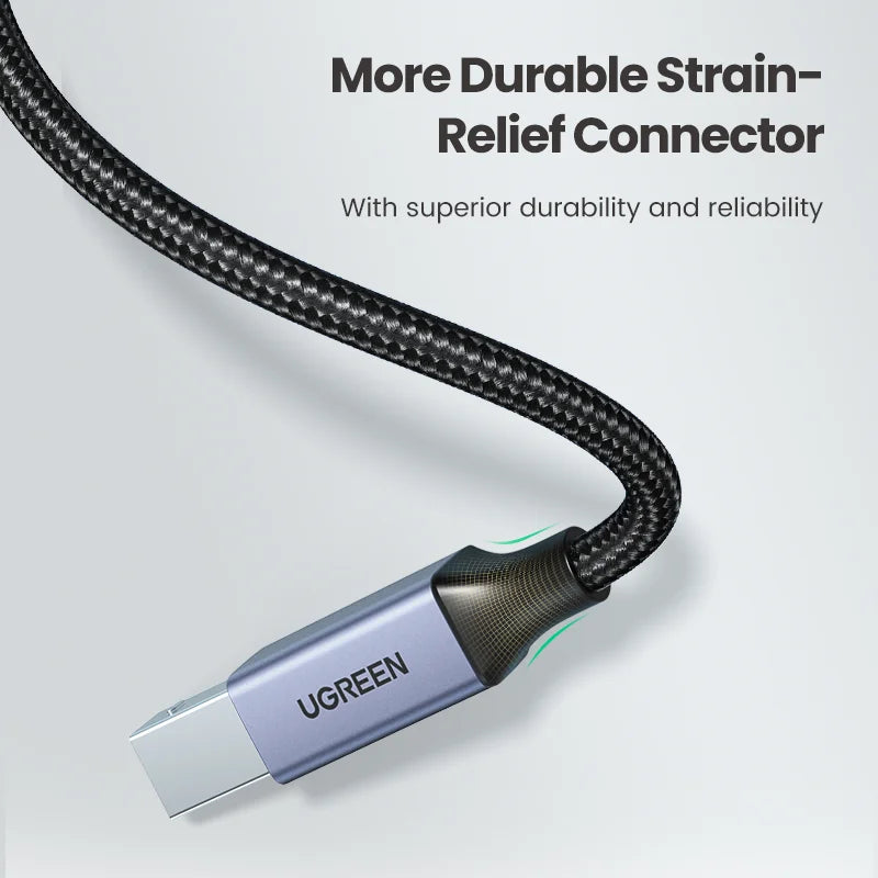 UGREEN cable with durable strain-relief connector on a light gray background