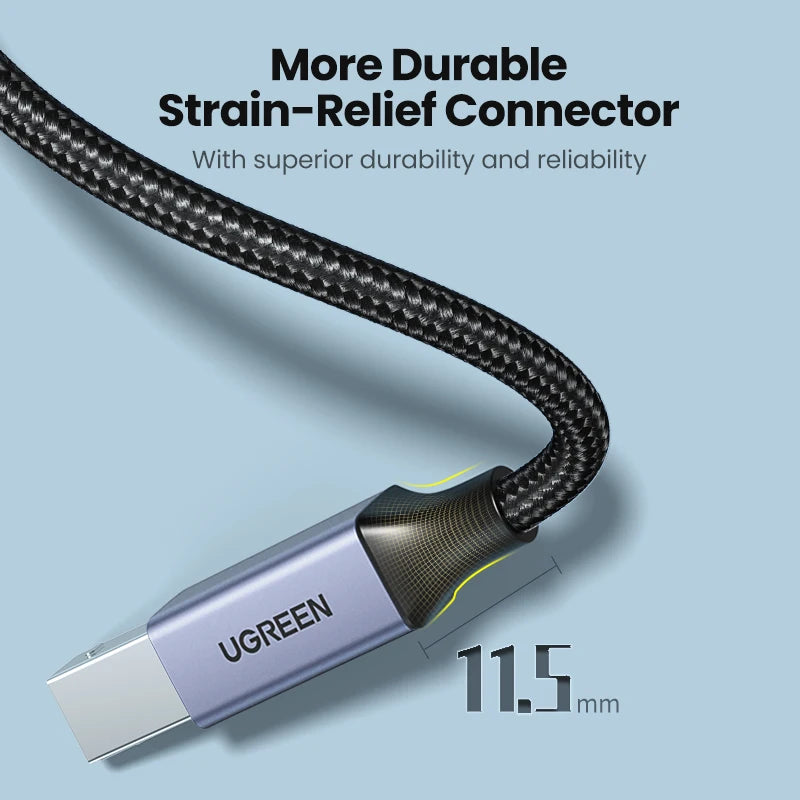 UGREEN cable connector with strain-relief design on a light blue background