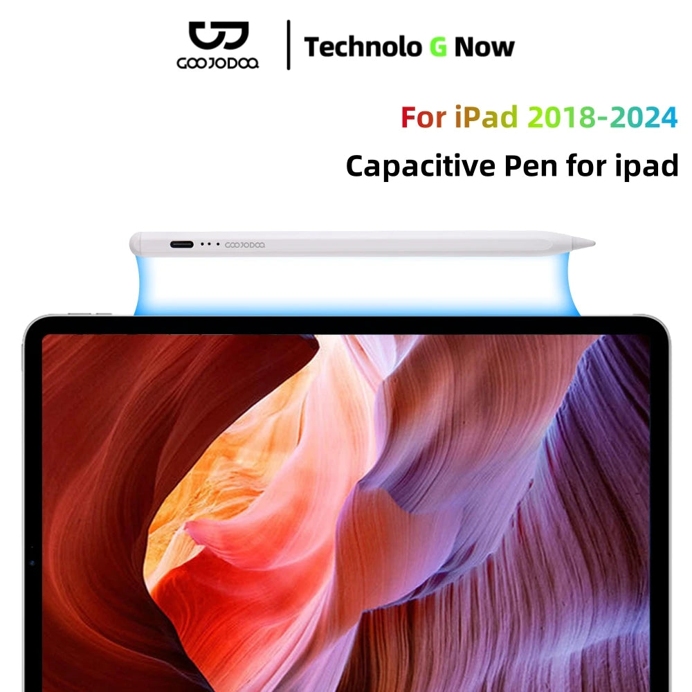 Capacitive pen for iPad with Technolo G Now branding on a white background