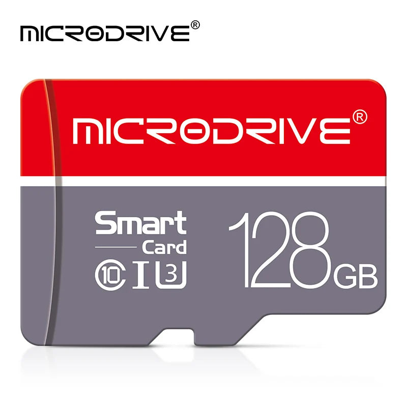 Microdrive 128GB smart card on a white background