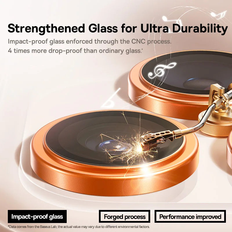 Turntable with strengthened glass on a white background
