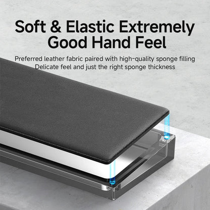 Black mattress with text highlighting soft and elastic hand feel