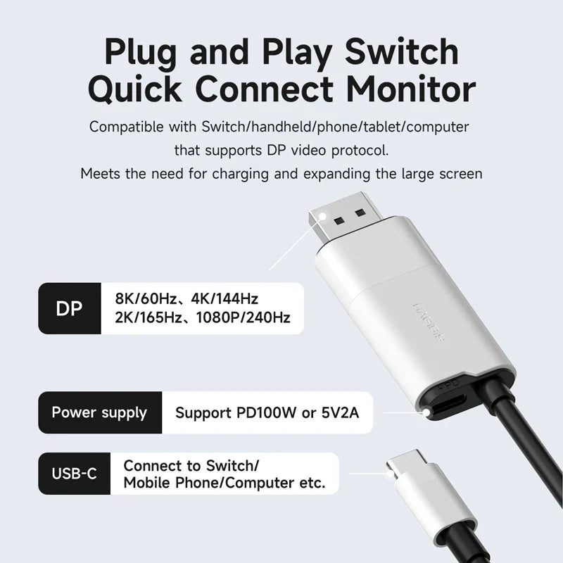 USB C to DisplayPort Cable 8K 60Hz Hagibis