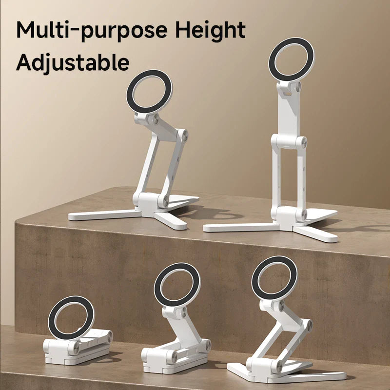 Multi-purpose height adjustable stand on a brown surface with a beige background