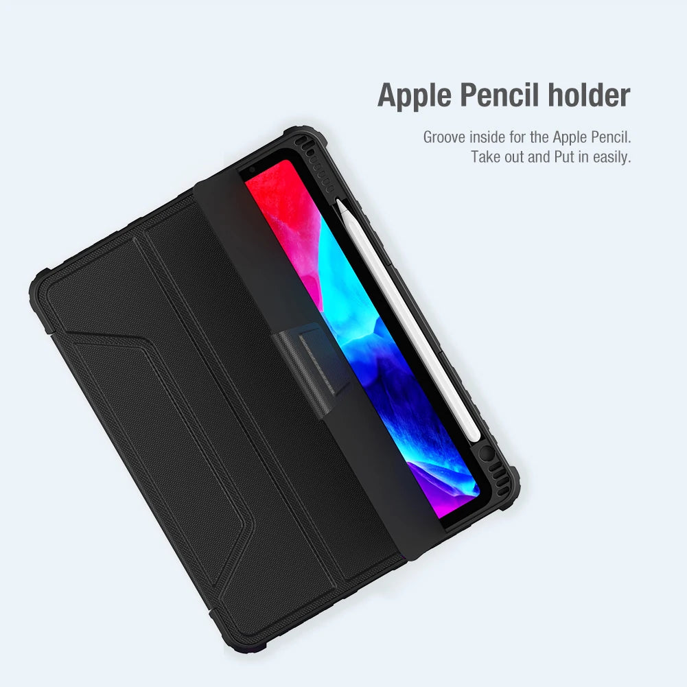 Black Apple Pencil holder with a tablet on a white background