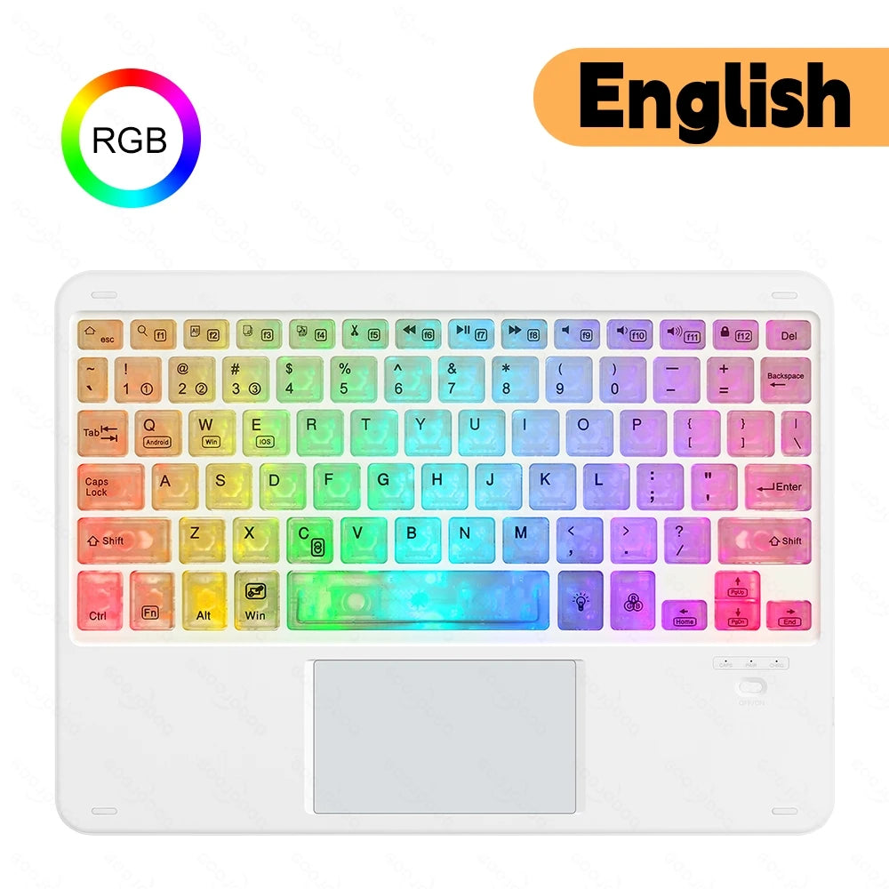 Colorful keyboard cover with English text and RGB indicator on a white background