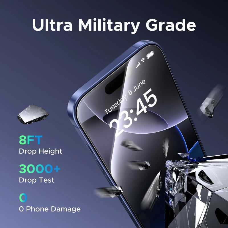 Phone with ultra military grade protection features on a dark background