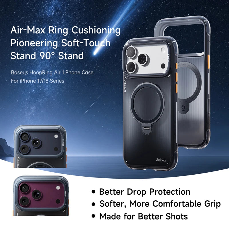 Baseus HoopRing Air 1 Magnetic Stand Case for iPhone 17 & 18