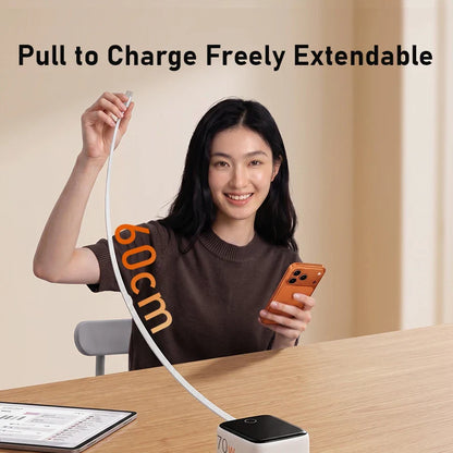 Hagibis 70W GaN Charger with Retractable USB-C Cable