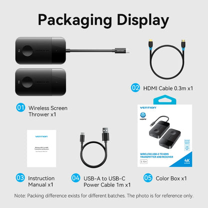Vention 4K Wireless HDMI Extender Kit USB-C 5.8GHz 50M PD 60W