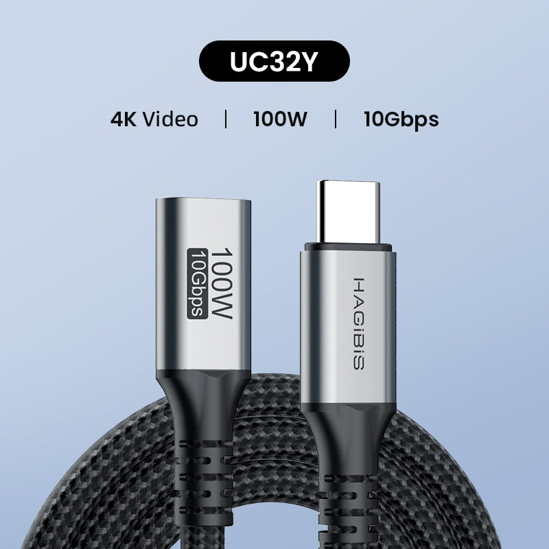 USB C Extension Cable USB 3.2 Gen2 Male to Female HAGIBIS