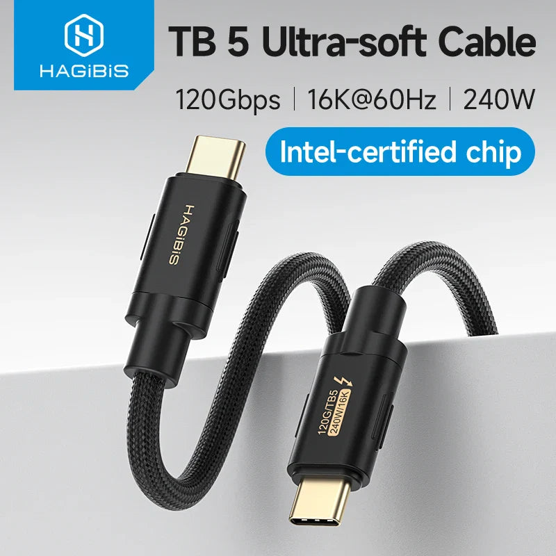 Hagibis TB 5 Ultra-soft Cable with specifications on a gray background