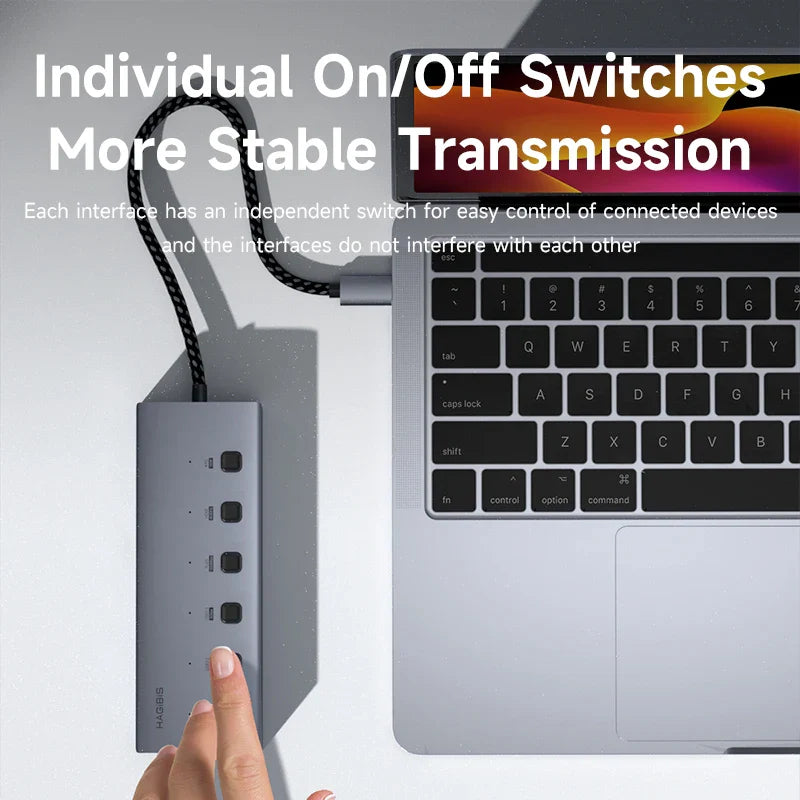 Hagibis USB‑C Docking Station with Individual On/Off Switch – Auvra Tech