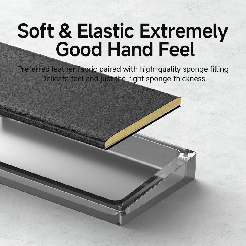 Close-up of a product with text highlighting soft and elastic material