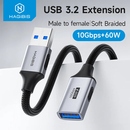 USB 3.2 extension cable with Hagibis branding on a light gray background