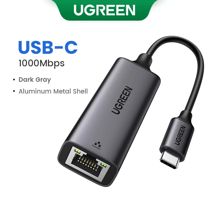 UGREEN USB-C to Ethernet adapter on a white background