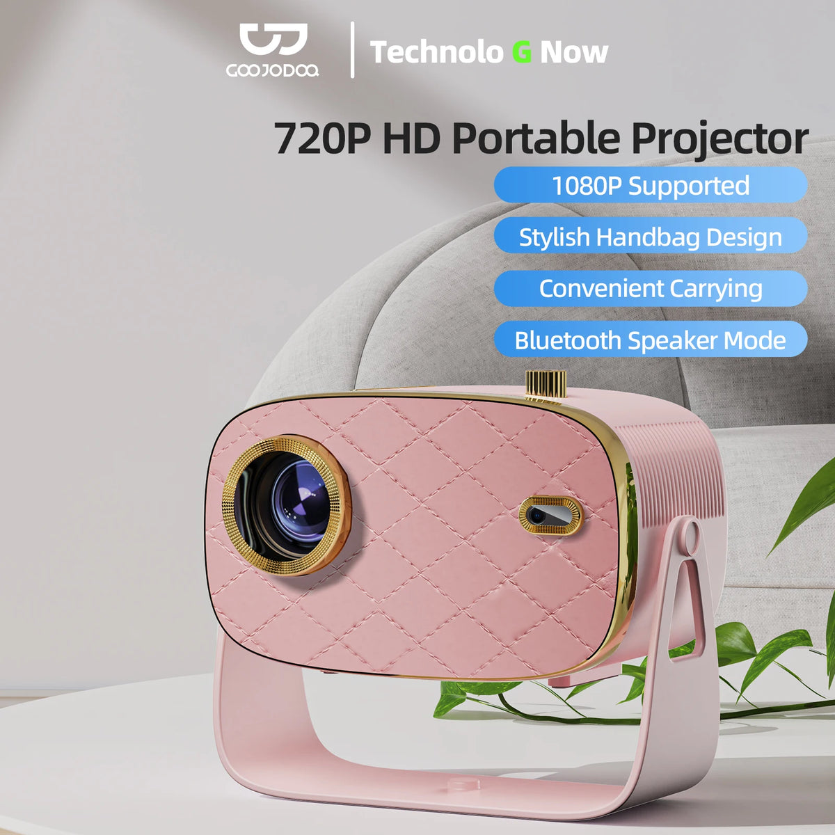 720P HD Mini Portable Projector with Bluetooth Speaker Goojodoq