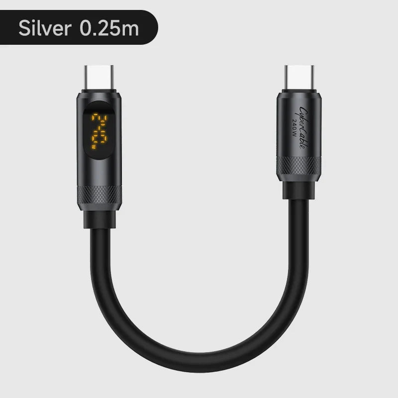 USB C Liquid Silicone Cable 240W with LED Display Hagibis