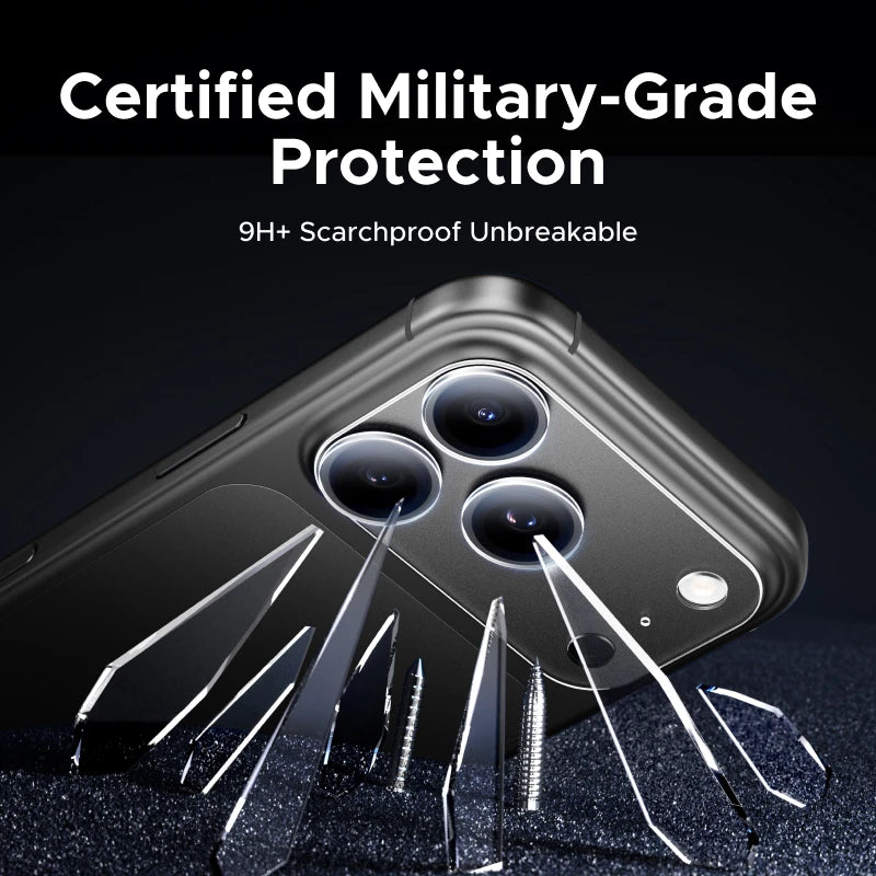 Phone case with military-grade protection features on a dark background