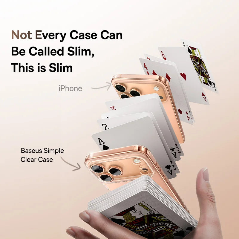 Slim phone case with playing card design, emphasizing thinness.