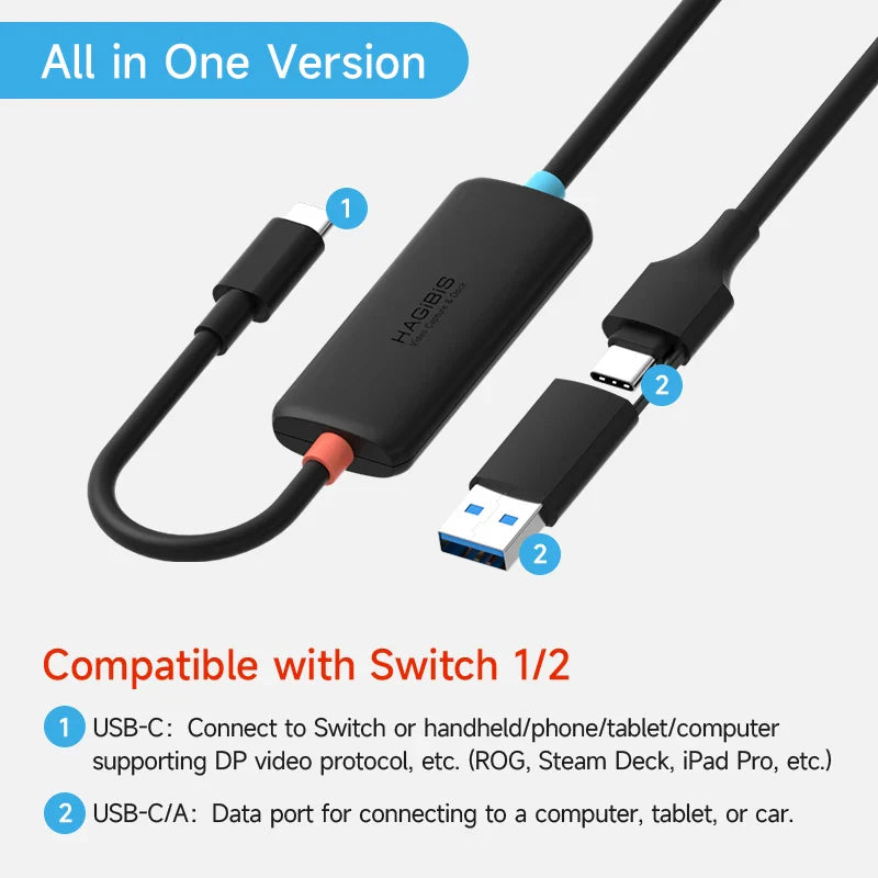 USB-C adapter with cable on a white background