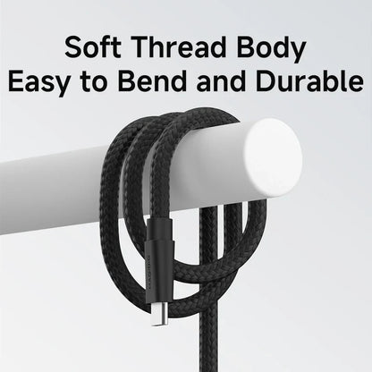Black soft thread body with text on a white background