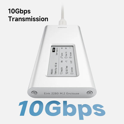 M.2 enclosure with 10Gbps transmission text on a white background