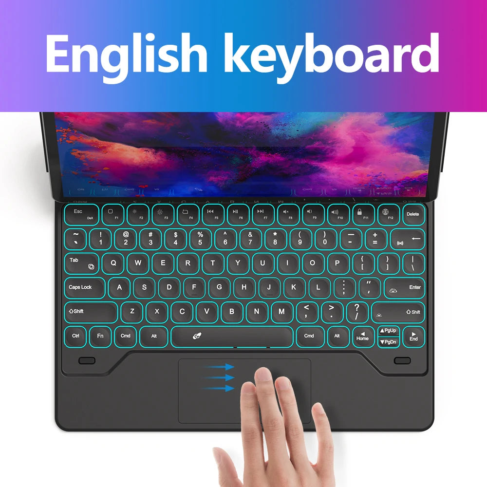 The image shows a promotional graphic for a black Magic Keyboard Case designed for Samsung Galaxy 12.4 inch tablets.