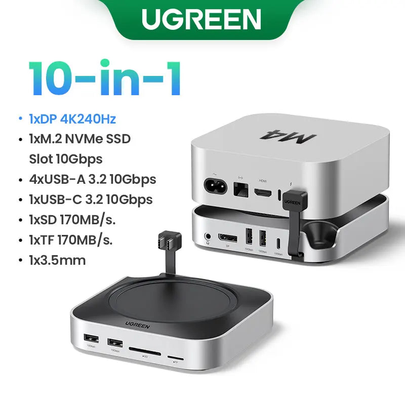 UGREEN 10-in-1 device with specifications on a white background