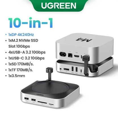 10-in-1 USB-C Docking Station for Mac mini M4/M4 Pro