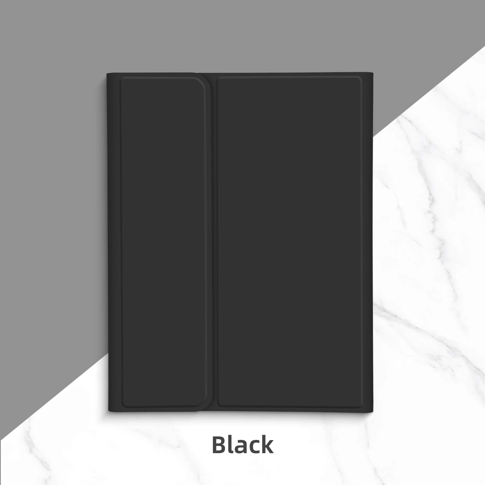 Black tablet case on a gray and white background